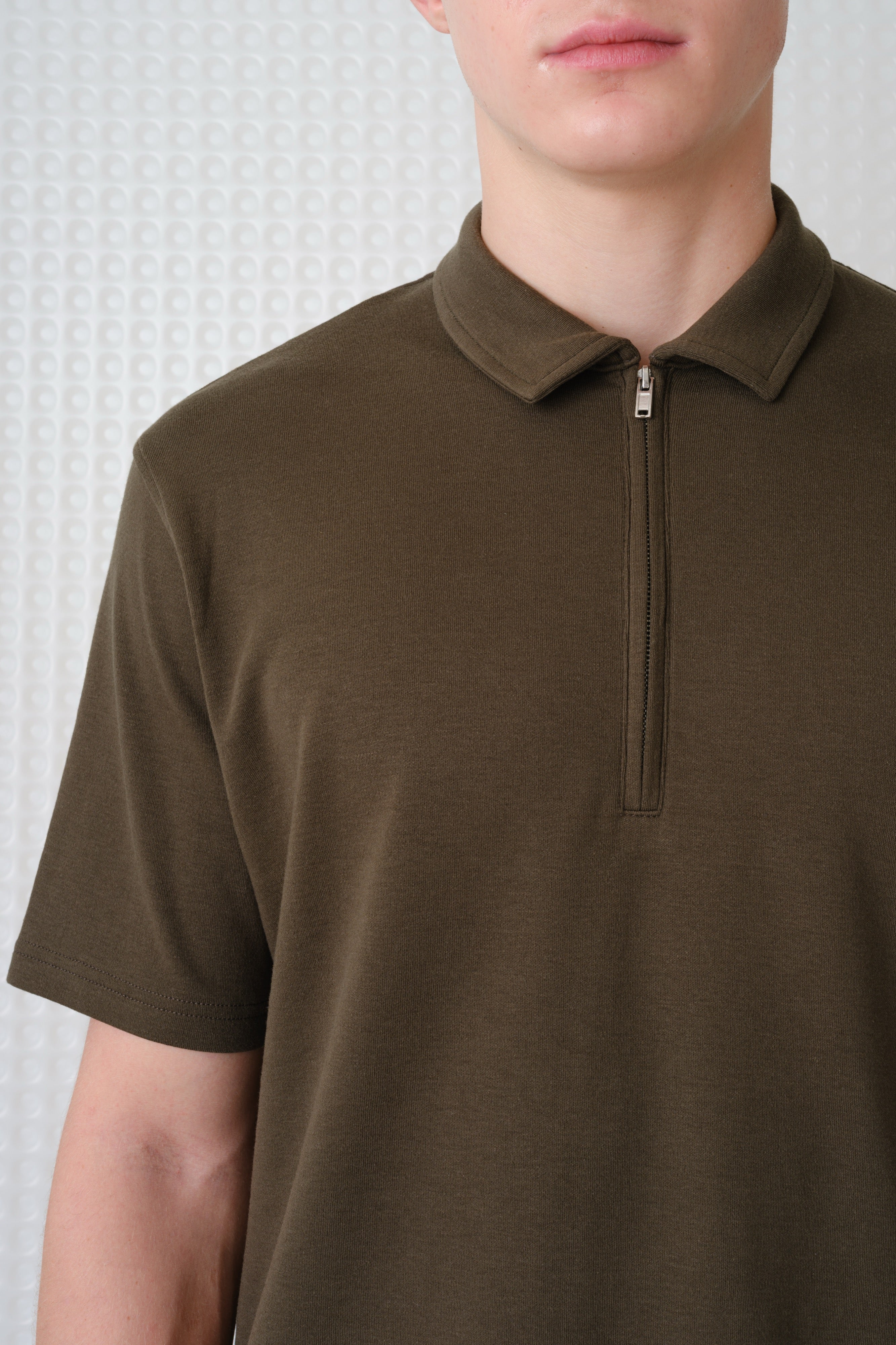 Saint - 260GSM Interlock Zip Polo - Olive