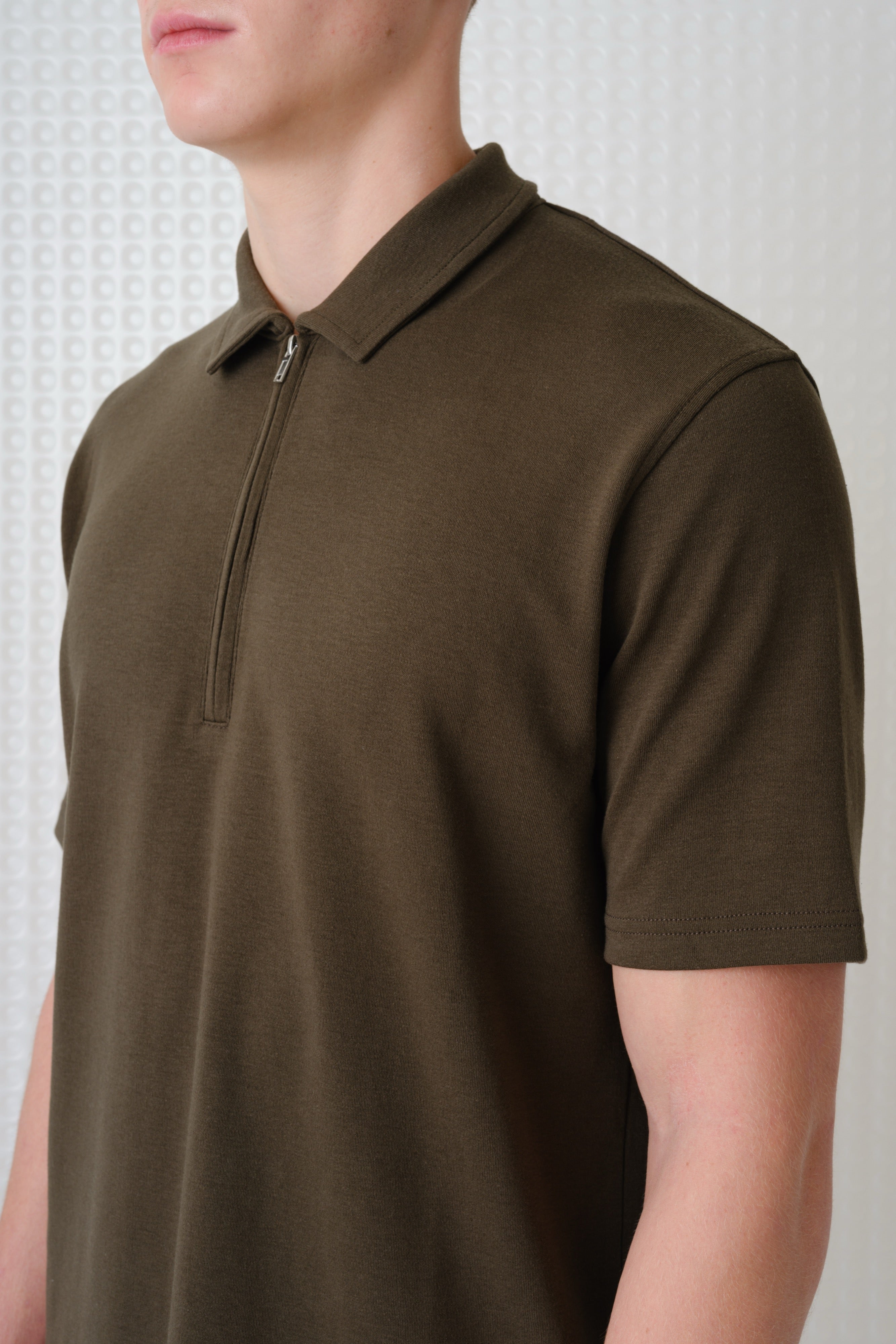 Saint - 260GSM Interlock Zip Polo - Olive