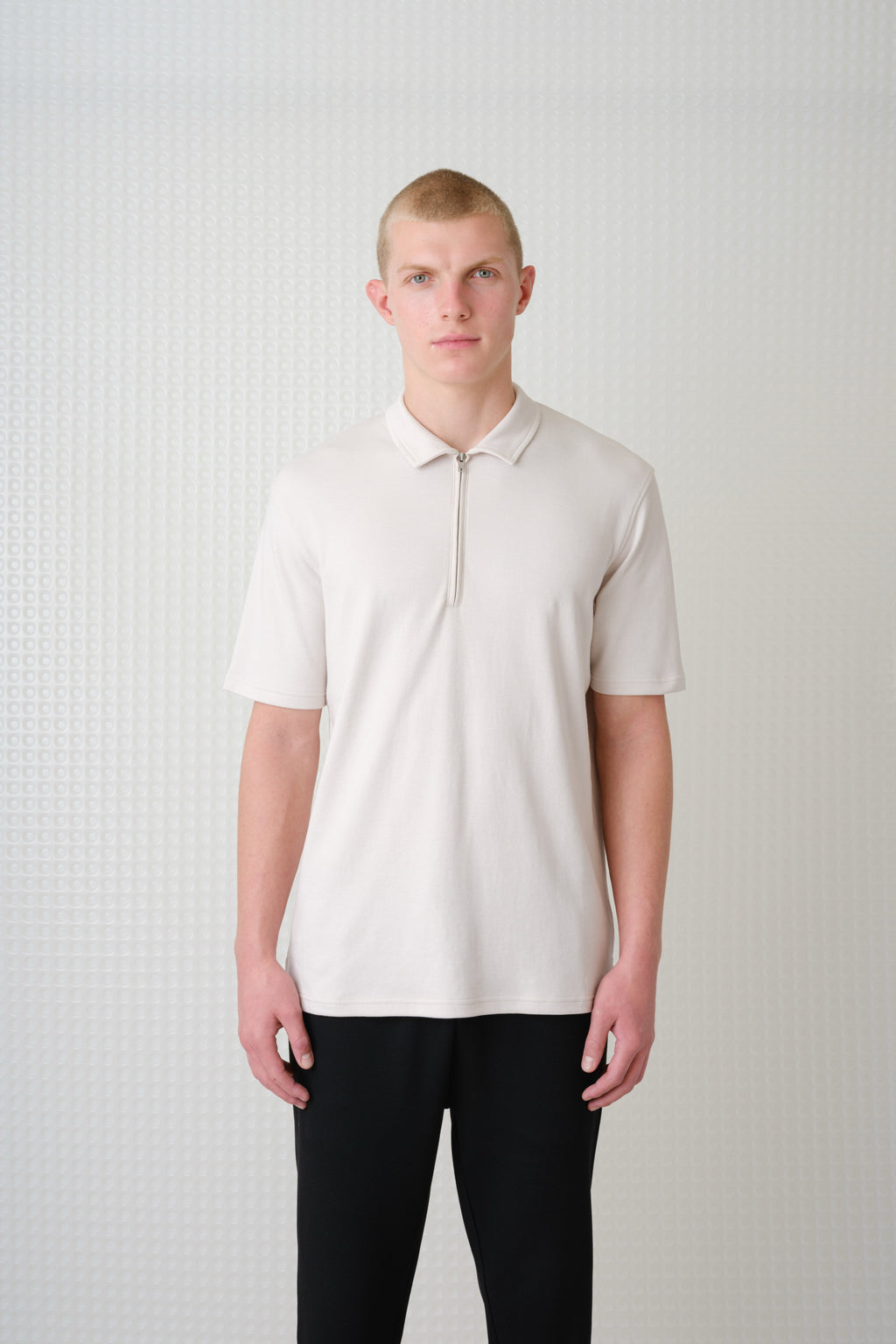 Saint - 260GSM Interlock Zip Polo - Stone