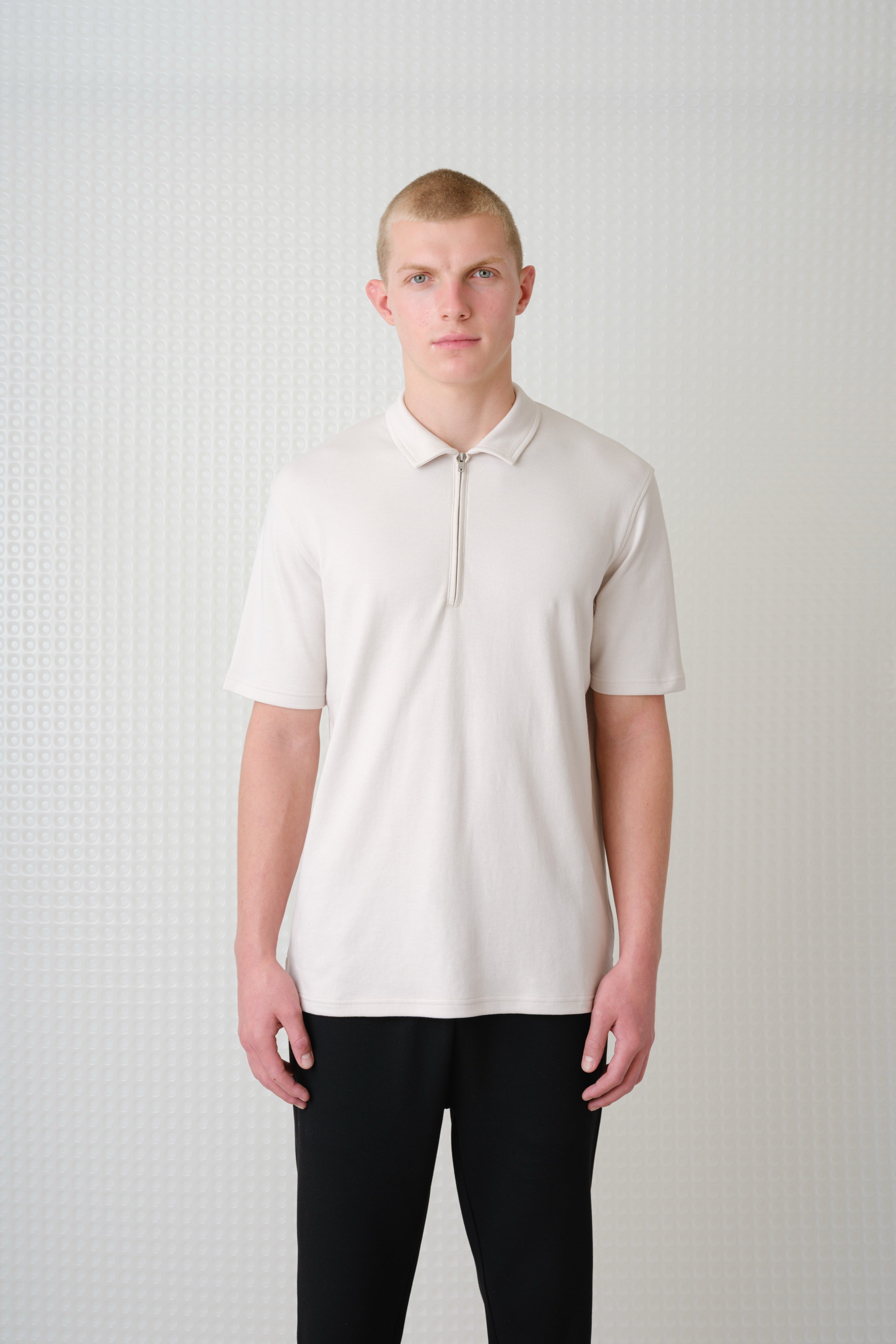 Saint - 260GSM Interlock Zip Polo - Stone