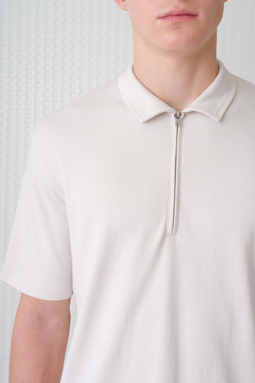 Saint - 260GSM Interlock Zip Polo - Stone