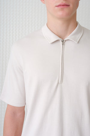 Saint - Interlock Zip Polo - Stone