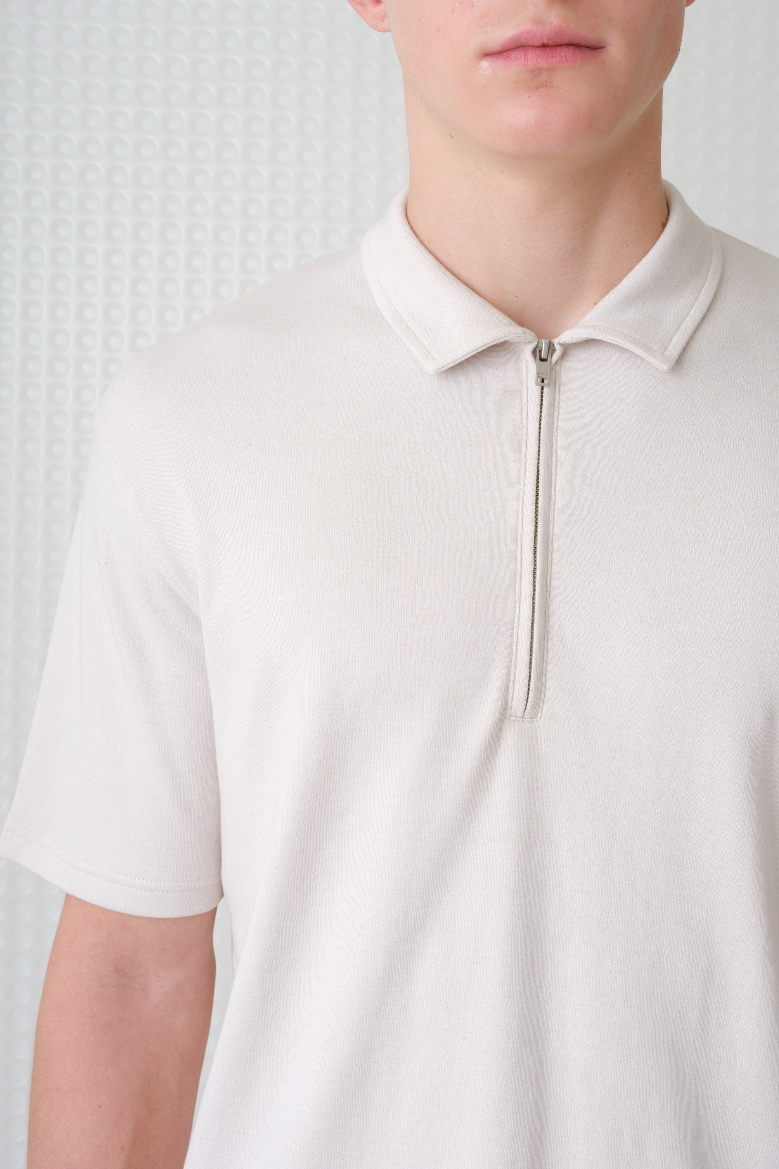 Saint - 260GSM Interlock Zip Polo - Stone