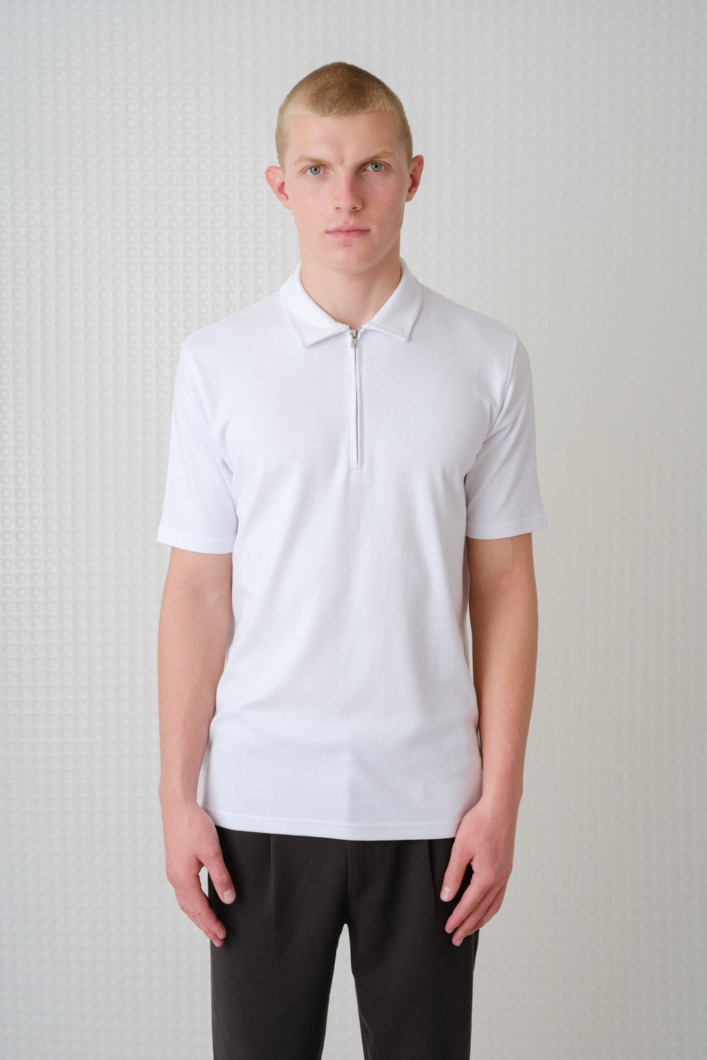 Saint - 260GSM Interlock Zip Polo - White
