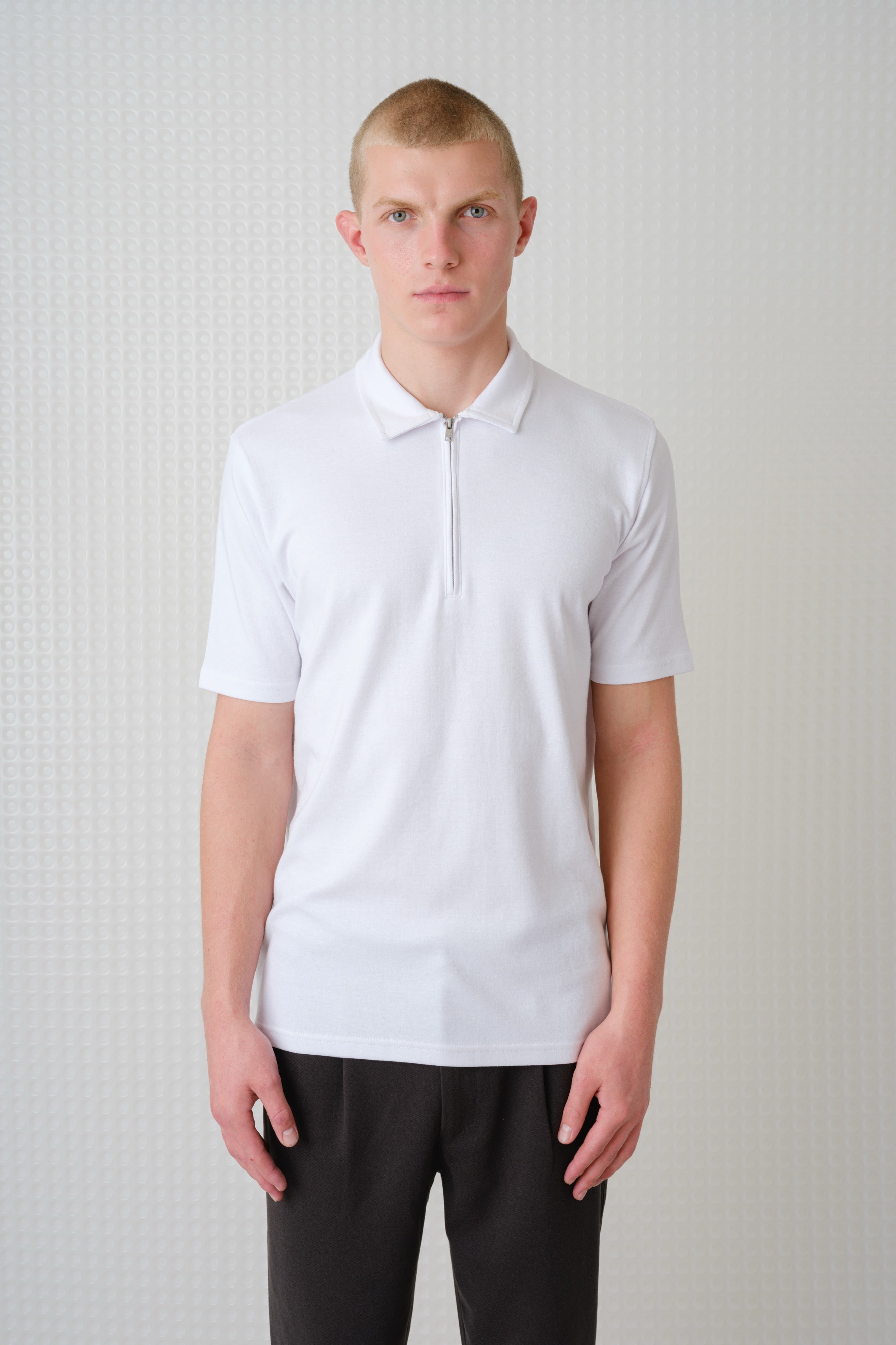 Saint - 260GSM Interlock Zip Polo - White