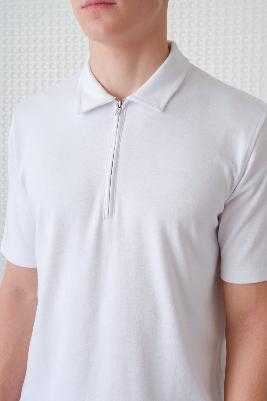 Saint - 260GSM Interlock Zip Polo - White