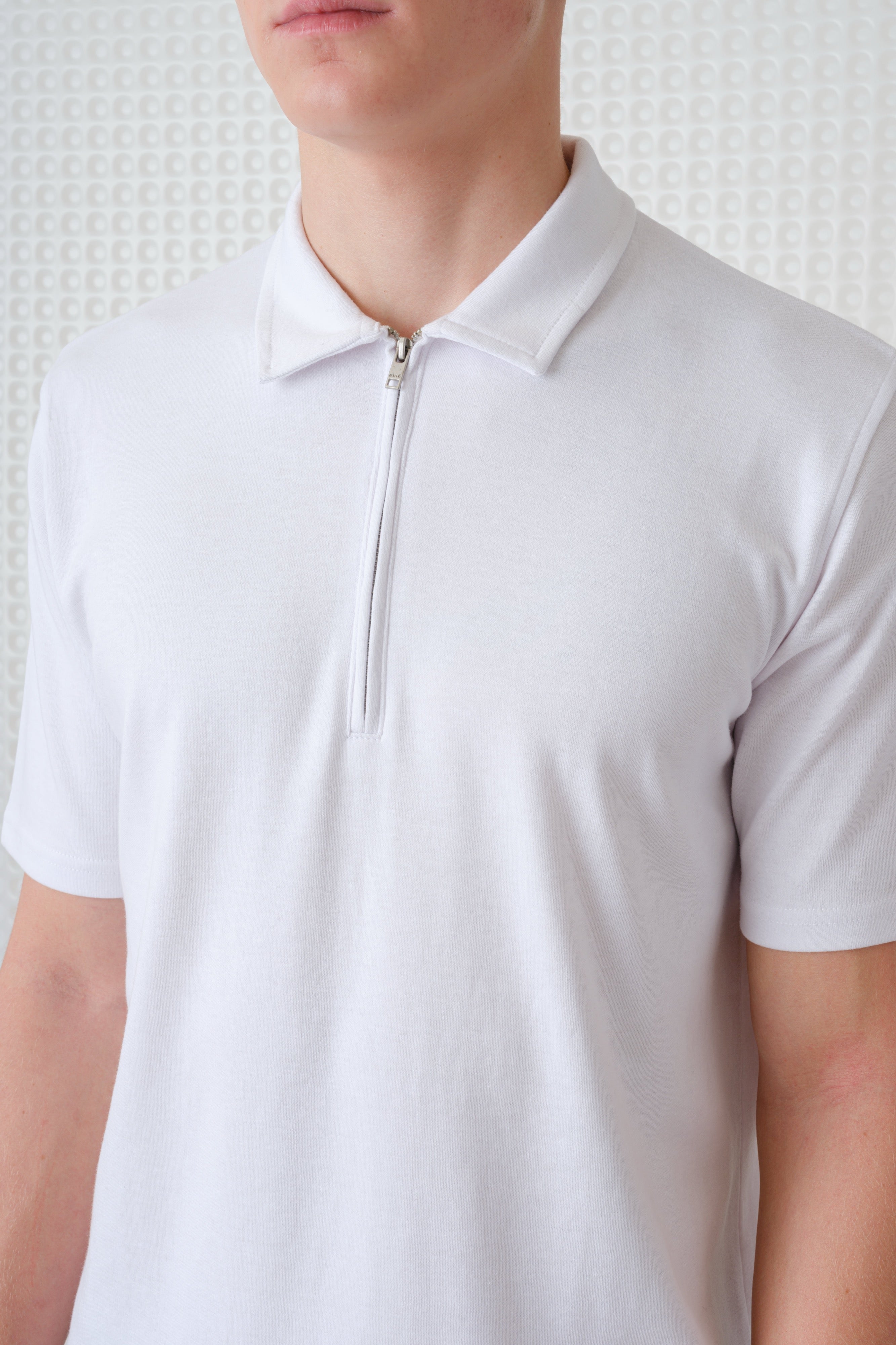 Saint - 260GSM Interlock Zip Polo - White
