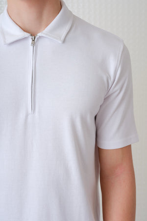 Saint - Interlock Zip Polo - White