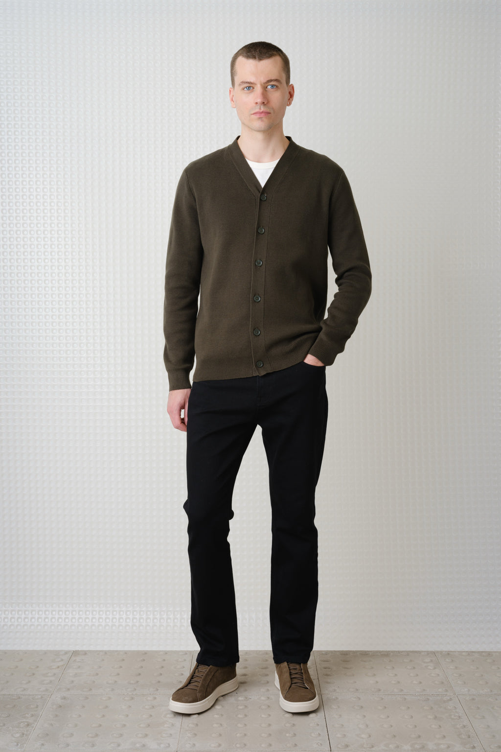 Skall - High Break Cardigan - Dark Olive