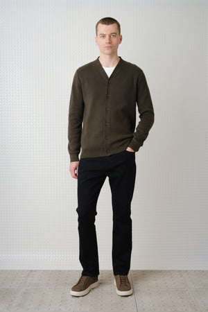 Skall - High Break Cardigan - Dark Olive