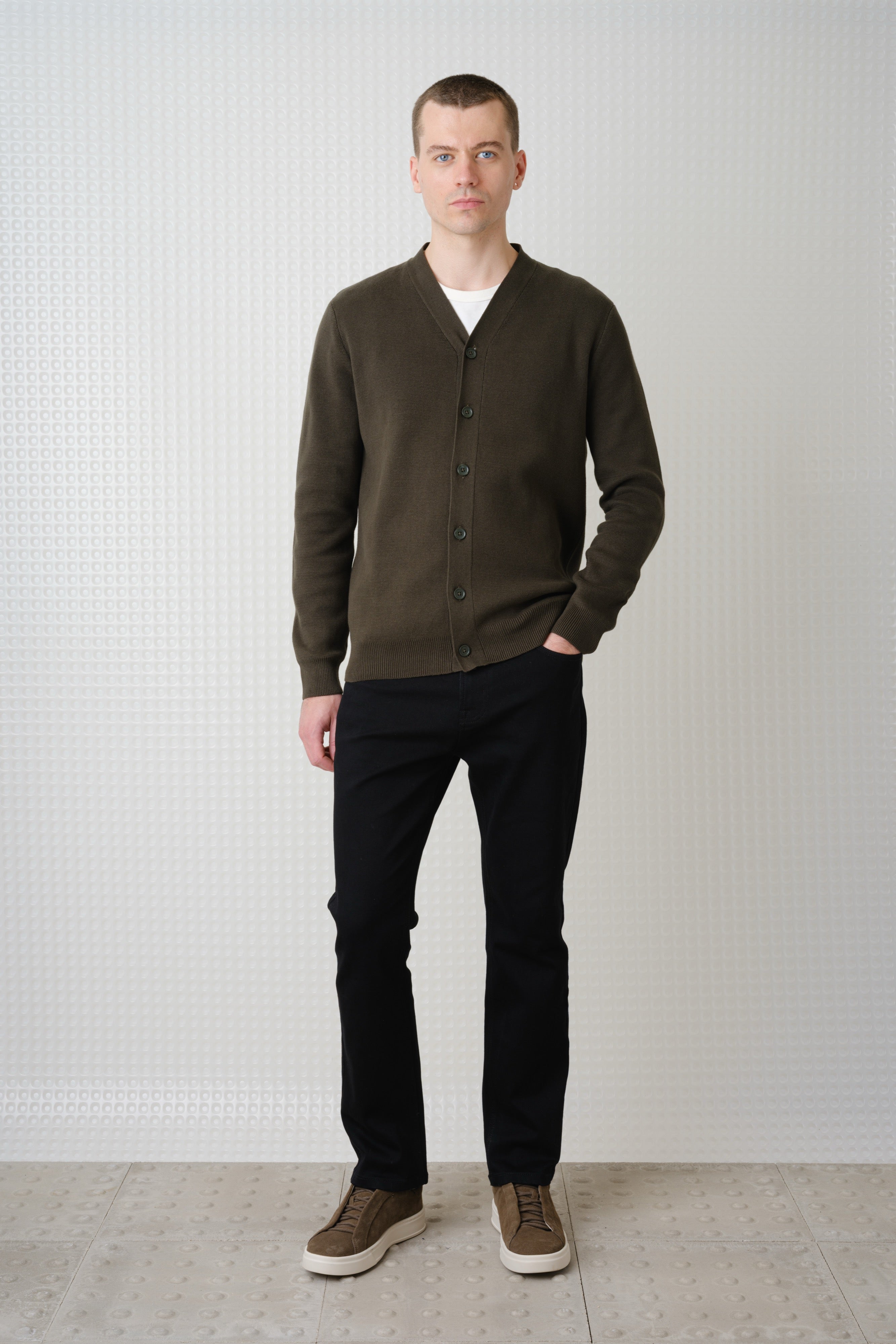Skall - High Break Cardigan - Dark Olive