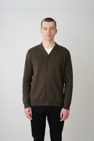 Skall - High Break Cardigan - Dark Olive