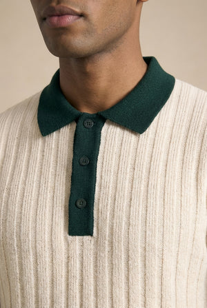 Cobal Polo - Ecru / Bottle Green
