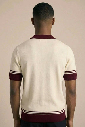 Kitt Polo - Ecru / Burgundy