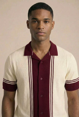 Kitt Polo - Ecru / Burgundy