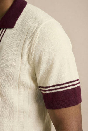 Kitt Polo - Ecru / Burgundy