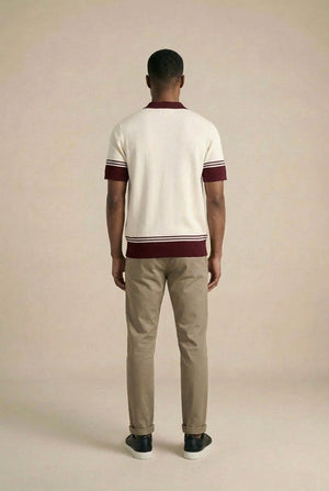 Kitt Polo - Ecru / Burgundy