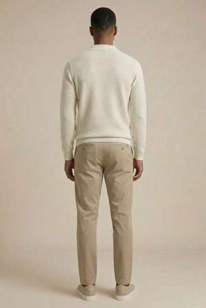 Lucas Knit Polo Cardi - Ecru