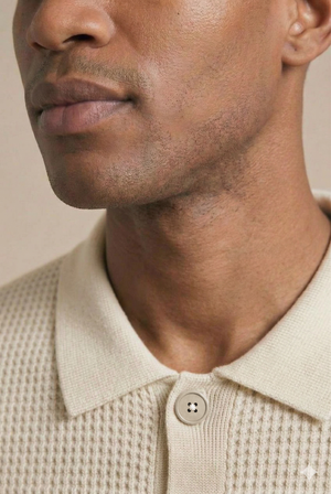 Lucas Knit Polo Cardi - Ecru