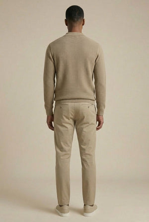 Lucas Knit Polo Cardi - Taupe