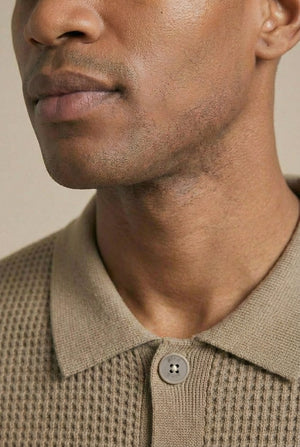 Lucas Knit Polo Cardi - Taupe