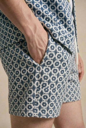 Marcus Shorts Co-Ord - Indigo / Off White