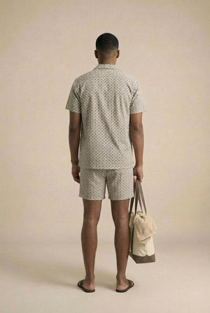 Marcus Shorts Co-Ord - Taupe / Off White