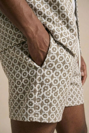 Marcus Shorts Co-Ord - Taupe / Off White