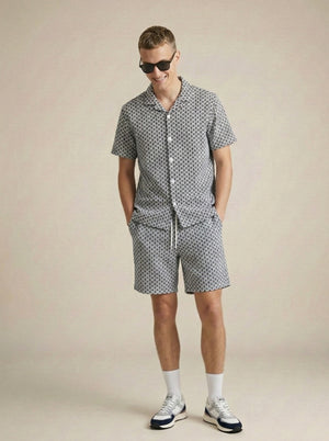 Marcus Shirt Co-Ord - Indigo / Off White