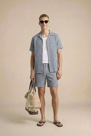 Marcus Shirt Co-Ord - Indigo / Off White