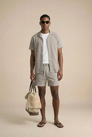 Marcus Shirt Co-Ord - Taupe / Off White