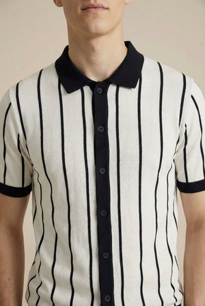 Marina Knit Polo - Ecru / Navy