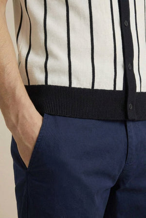 Marina Knit Polo - Ecru / Navy