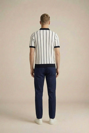 Marina Knit Polo - Ecru / Navy