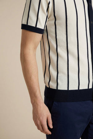 Marina Knit Polo - Ecru / Navy